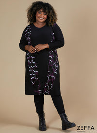 Zeffa Shaped Dress Leopard Purple