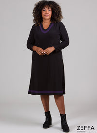 Zeffa V-Elements Dress Dark Purple