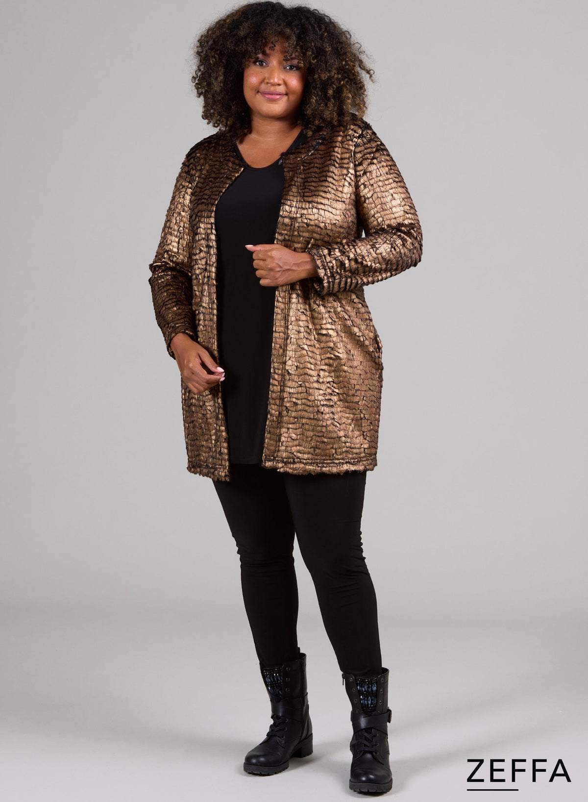 Zeffa Metallic Shine Cover-Jacket Gold