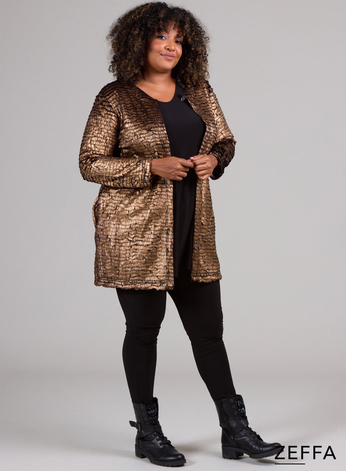 Zeffa Metallic Shine Cover-Jacket Gold