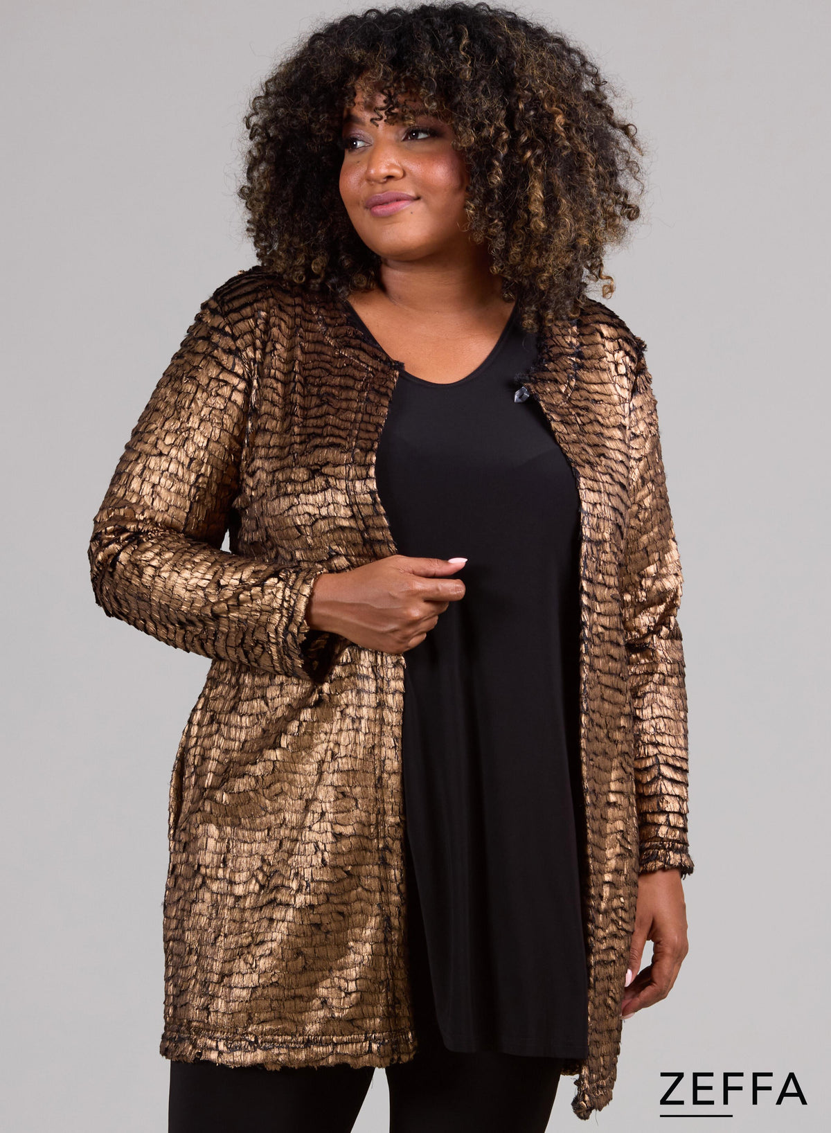Zeffa Metallic Shine Cover-Jacket Gold