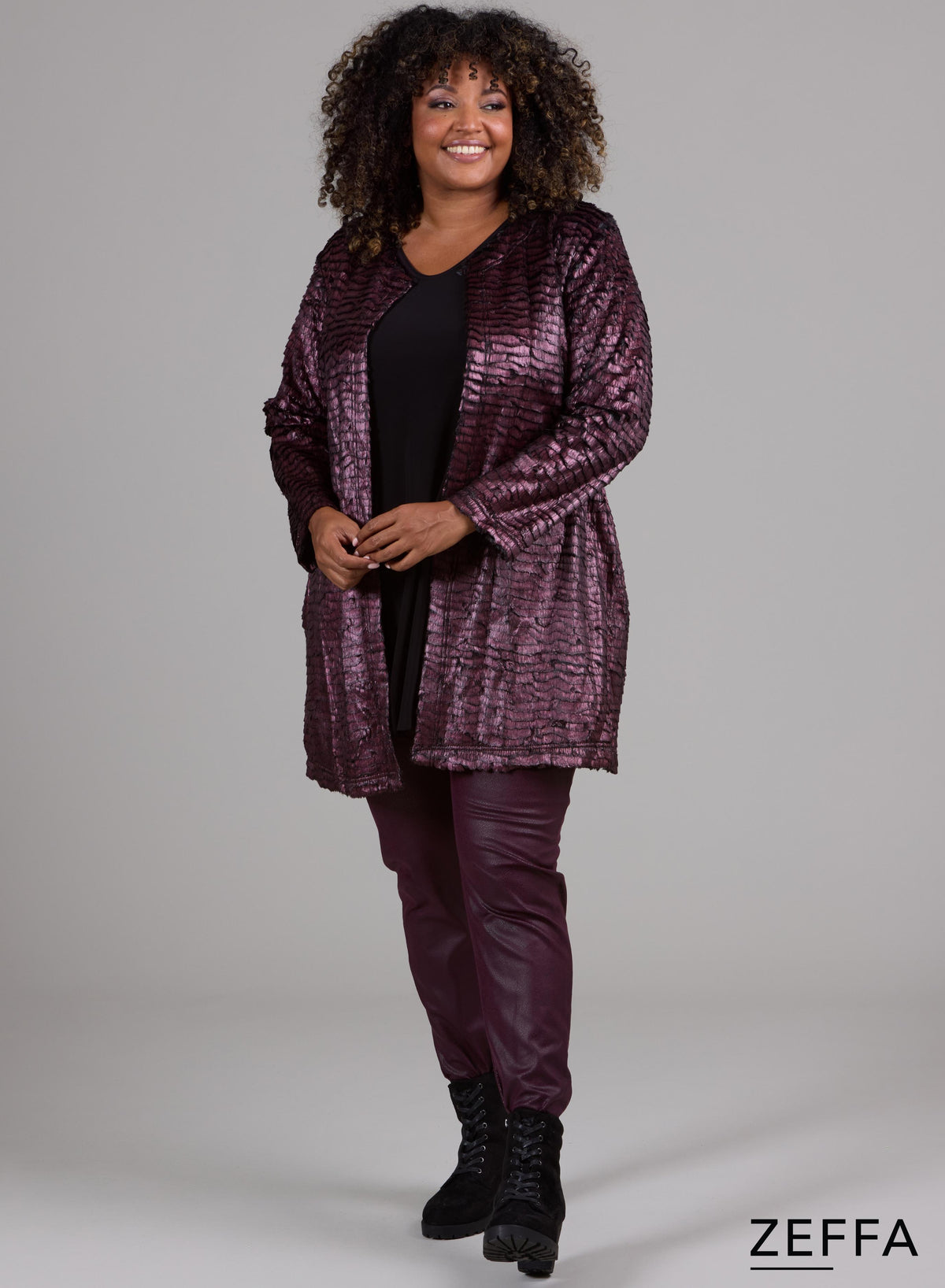 Zeffa Metallic Shine Cover-Jacket Pflaume