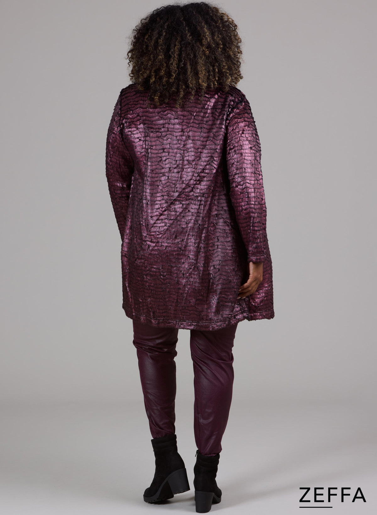 Zeffa Metallic Shine Cover-Jacket Pflaume