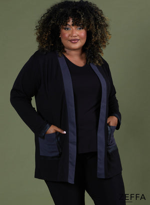 Zeffa Blazer mit Lederdetail D. Grey