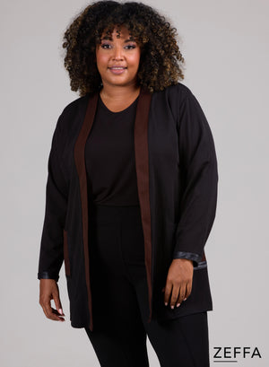 Zeffa Blazer mit Lederdetail in Braun