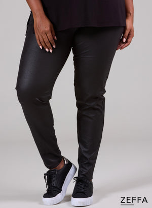 Zeffa Leggings in schwerer Lederoptik, Schwarz