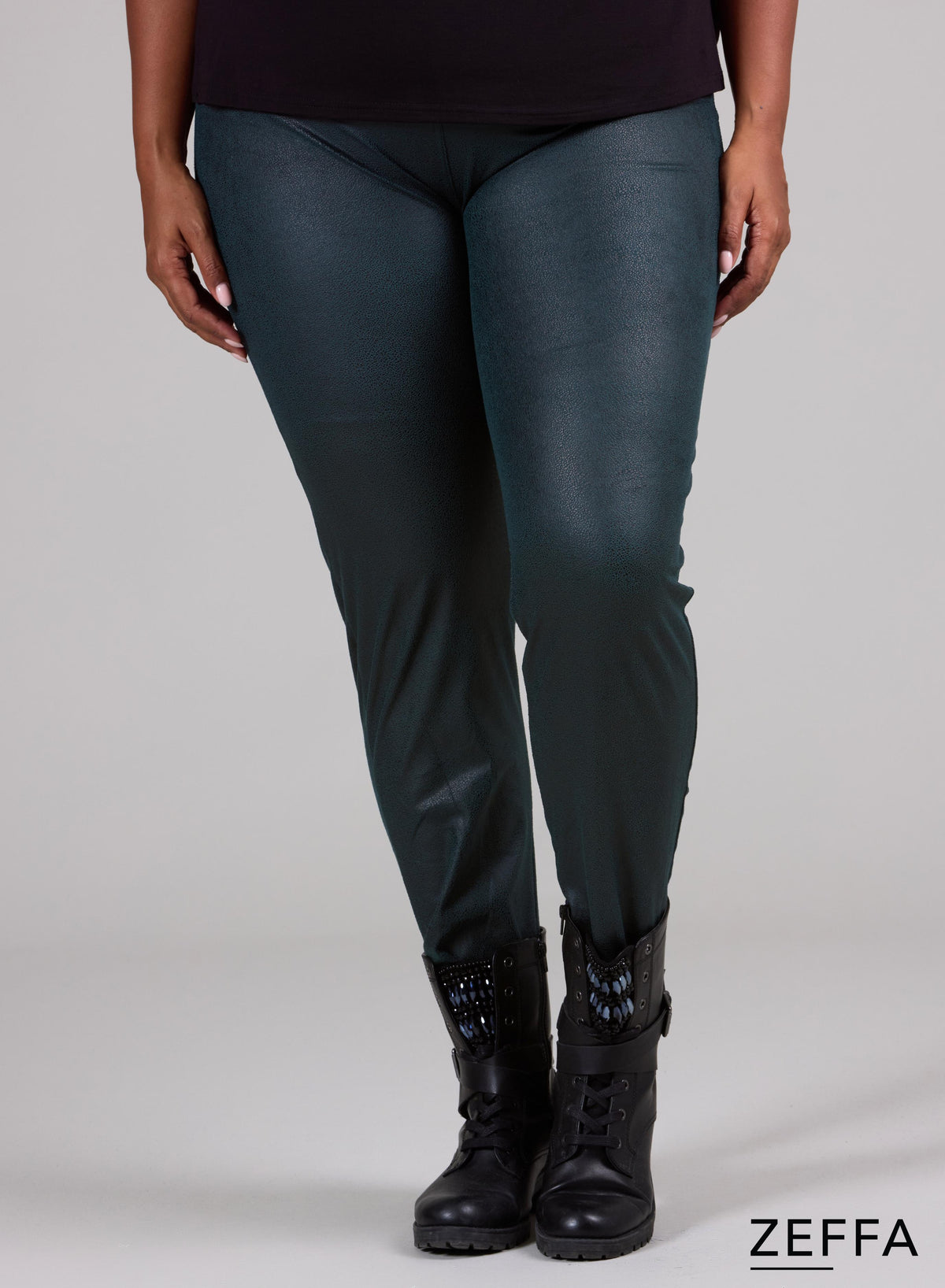 Zeffa Leggings in schwerer Lederoptik, Flaschengrün