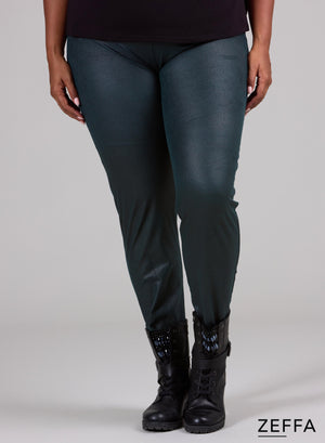 Zeffa Leggings in schwerer Lederoptik, Flaschengrün