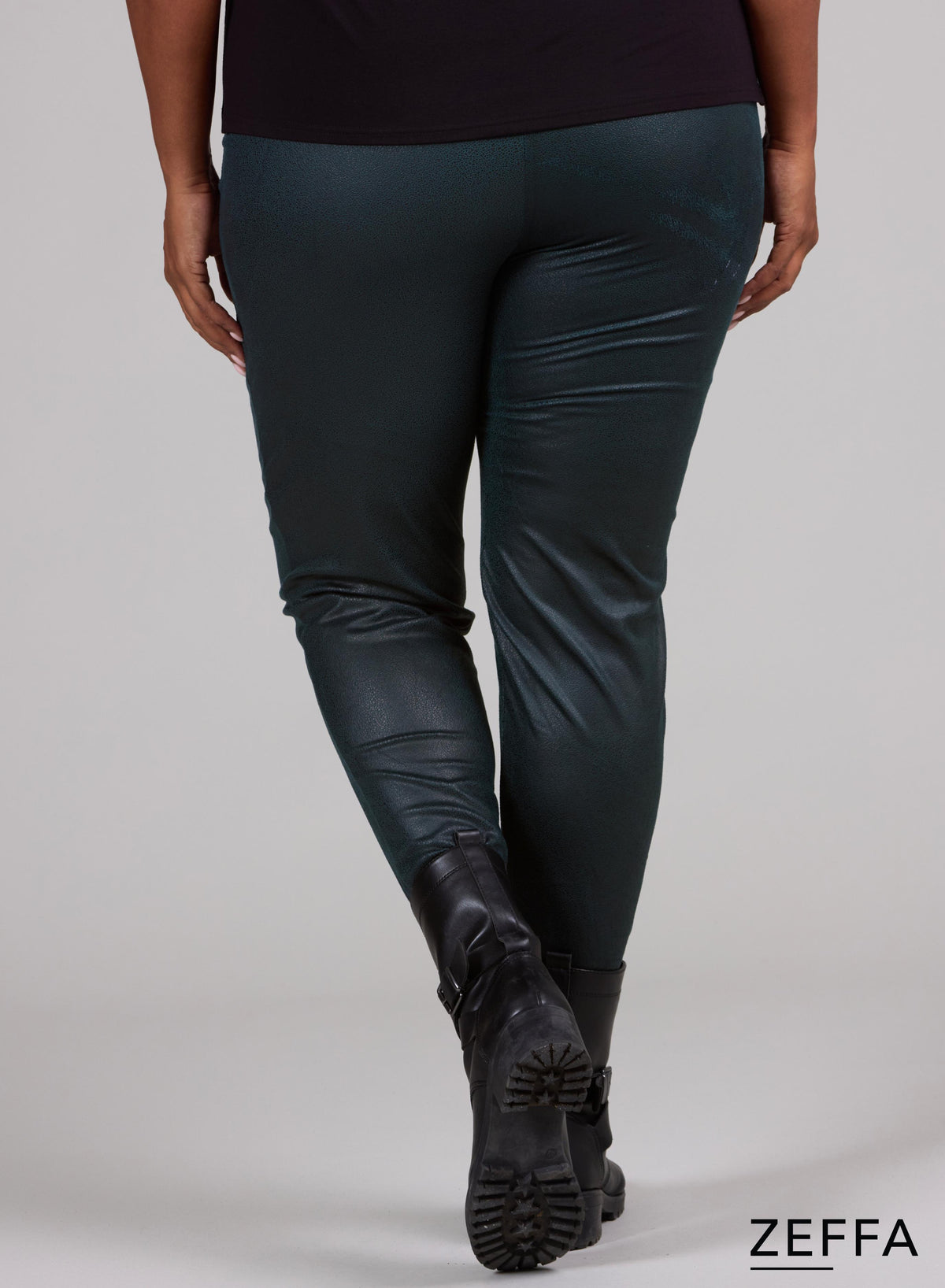 Zeffa Leggings in schwerer Lederoptik, Flaschengrün