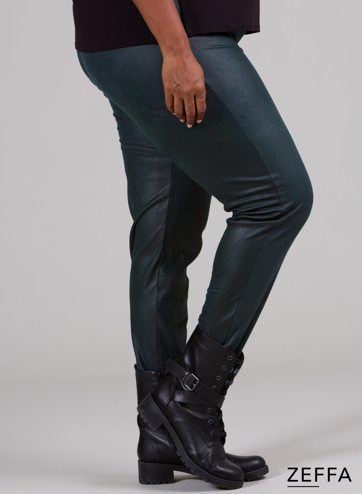 Zeffa Leggings in schwerer Lederoptik, Flaschengrün