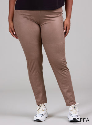 Zeffa – Leggings in schwerer Lederoptik, Taupe