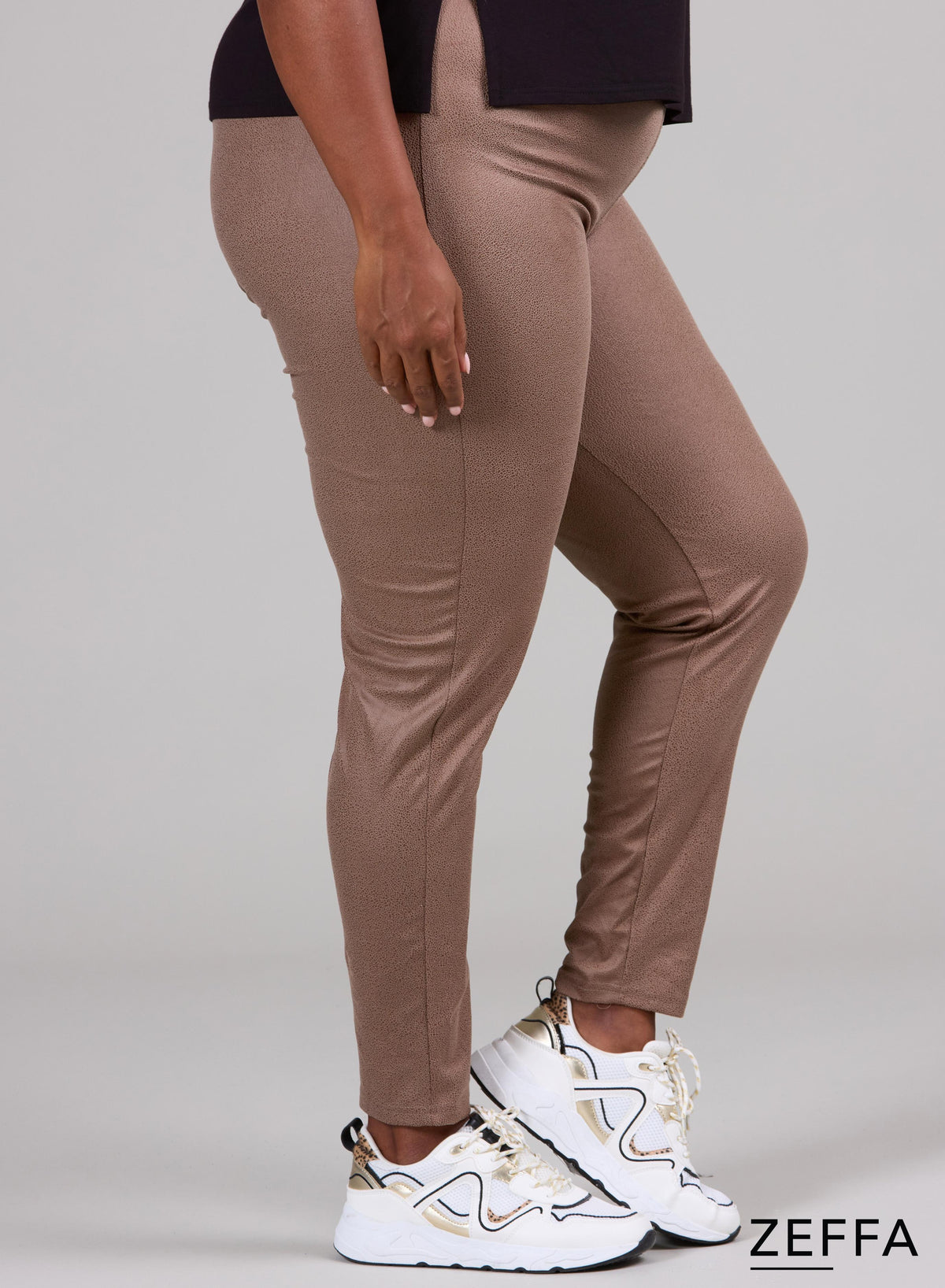 Zeffa – Leggings in schwerer Lederoptik, Taupe