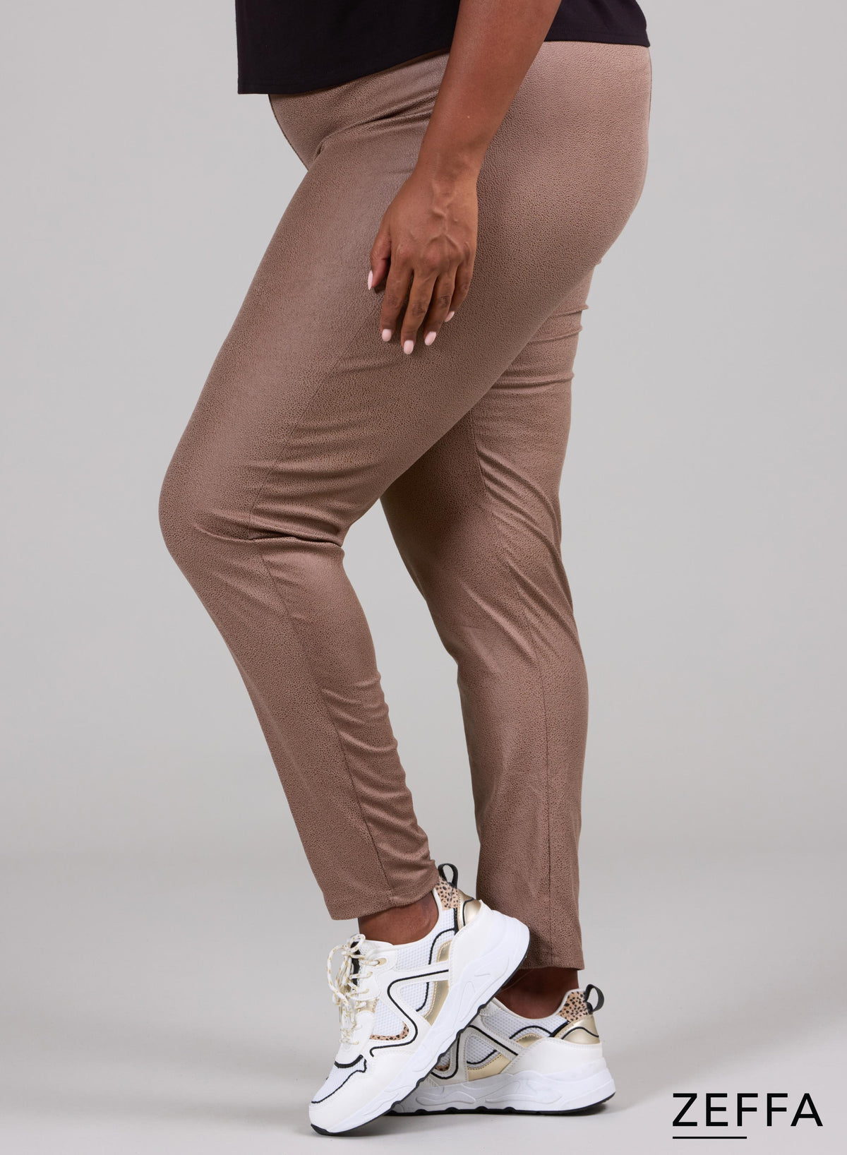 Zeffa – Leggings in schwerer Lederoptik, Taupe