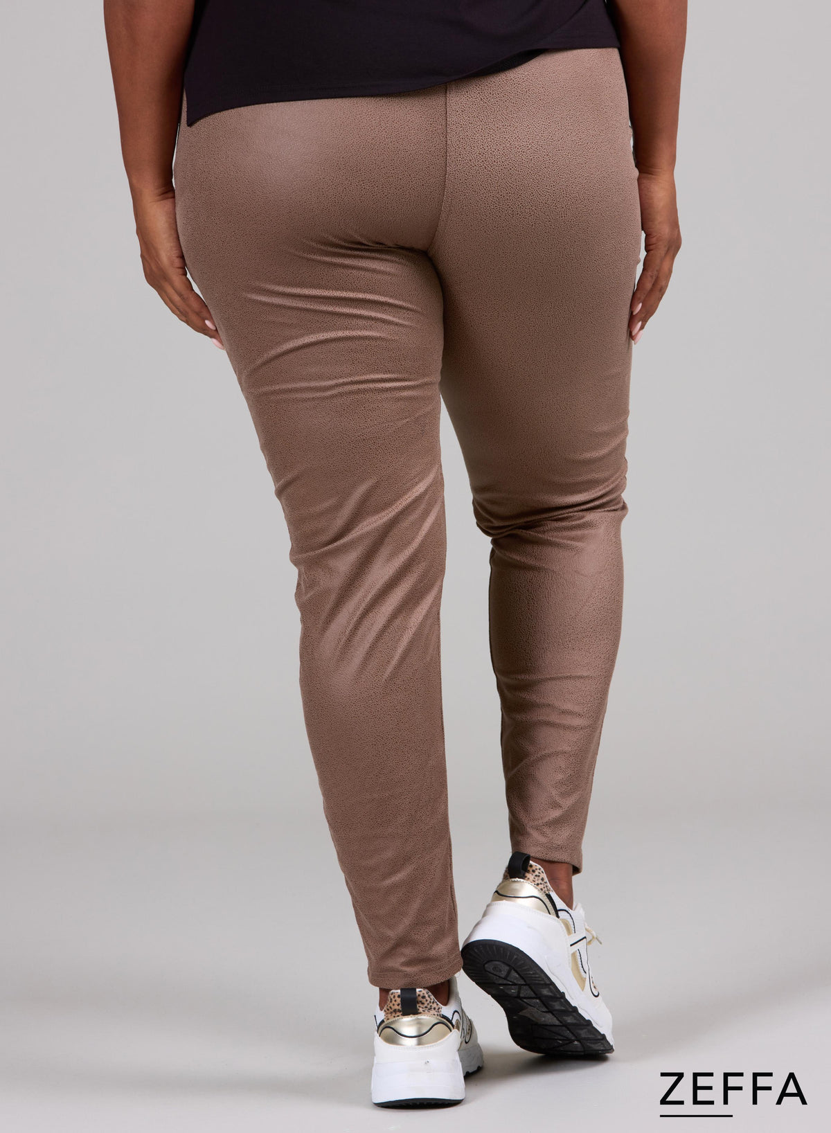 Zeffa – Leggings in schwerer Lederoptik, Taupe