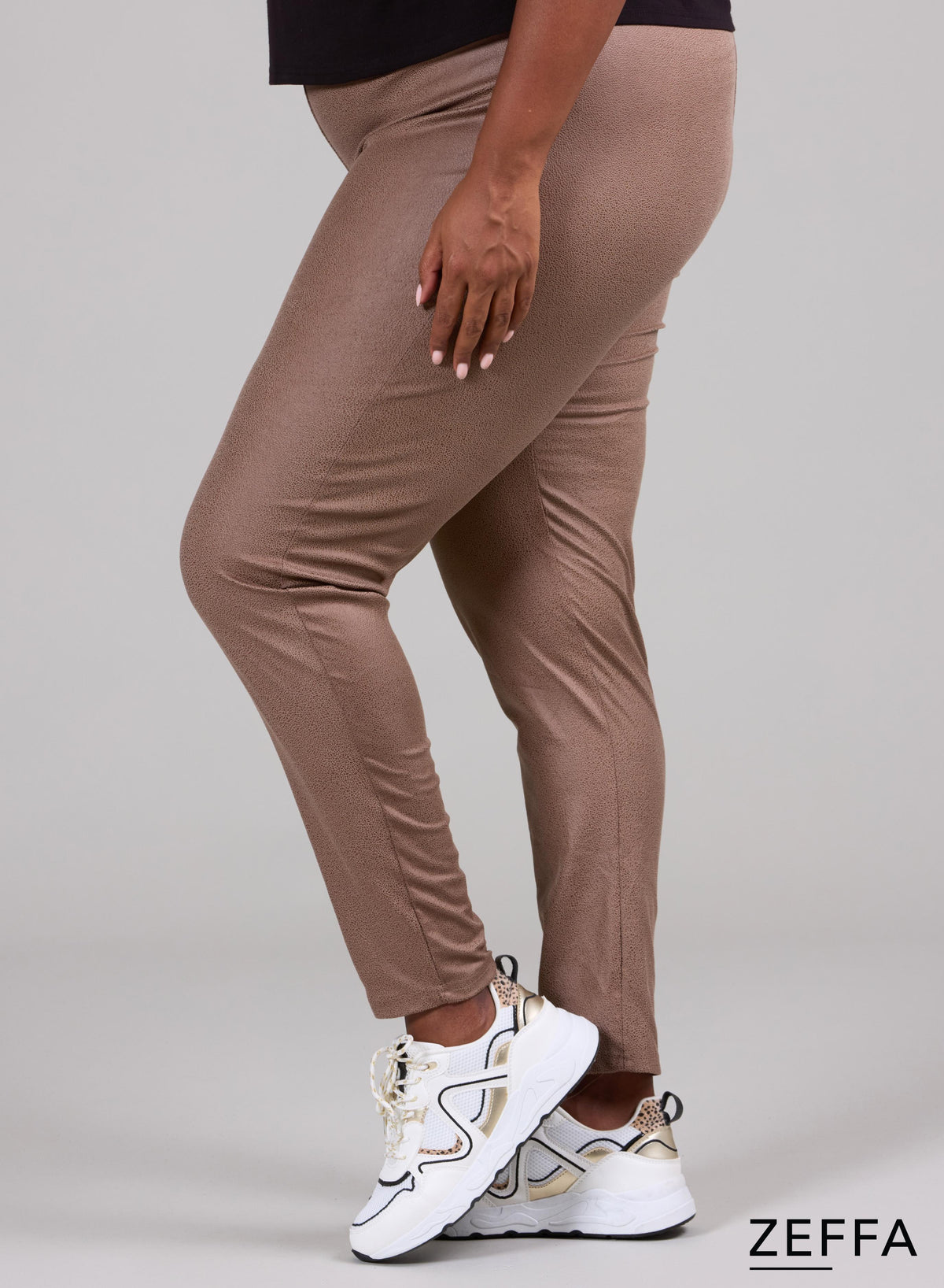 Zeffa – Leggings in schwerer Lederoptik, Taupe