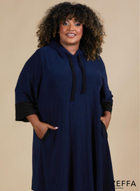Zeffa Oversized Long Hoody Tunic Navy
