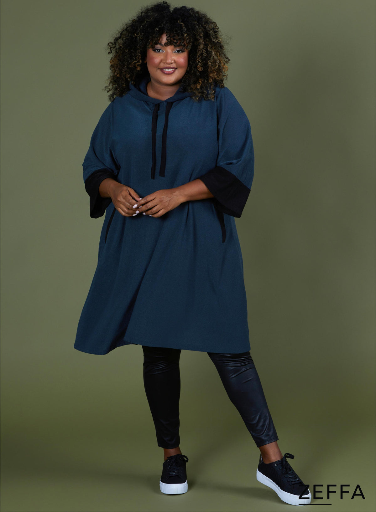 Zeffa Oversized Long Hoody Tunic D. Grey