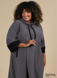 Zeffa Oversized Long Hoody Tunic Taupe