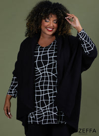 Zeffa Oversized Knitted Cardigan Black