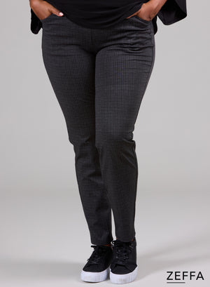 Zeffa Stretchy Warm Viskosehose Karo Grau