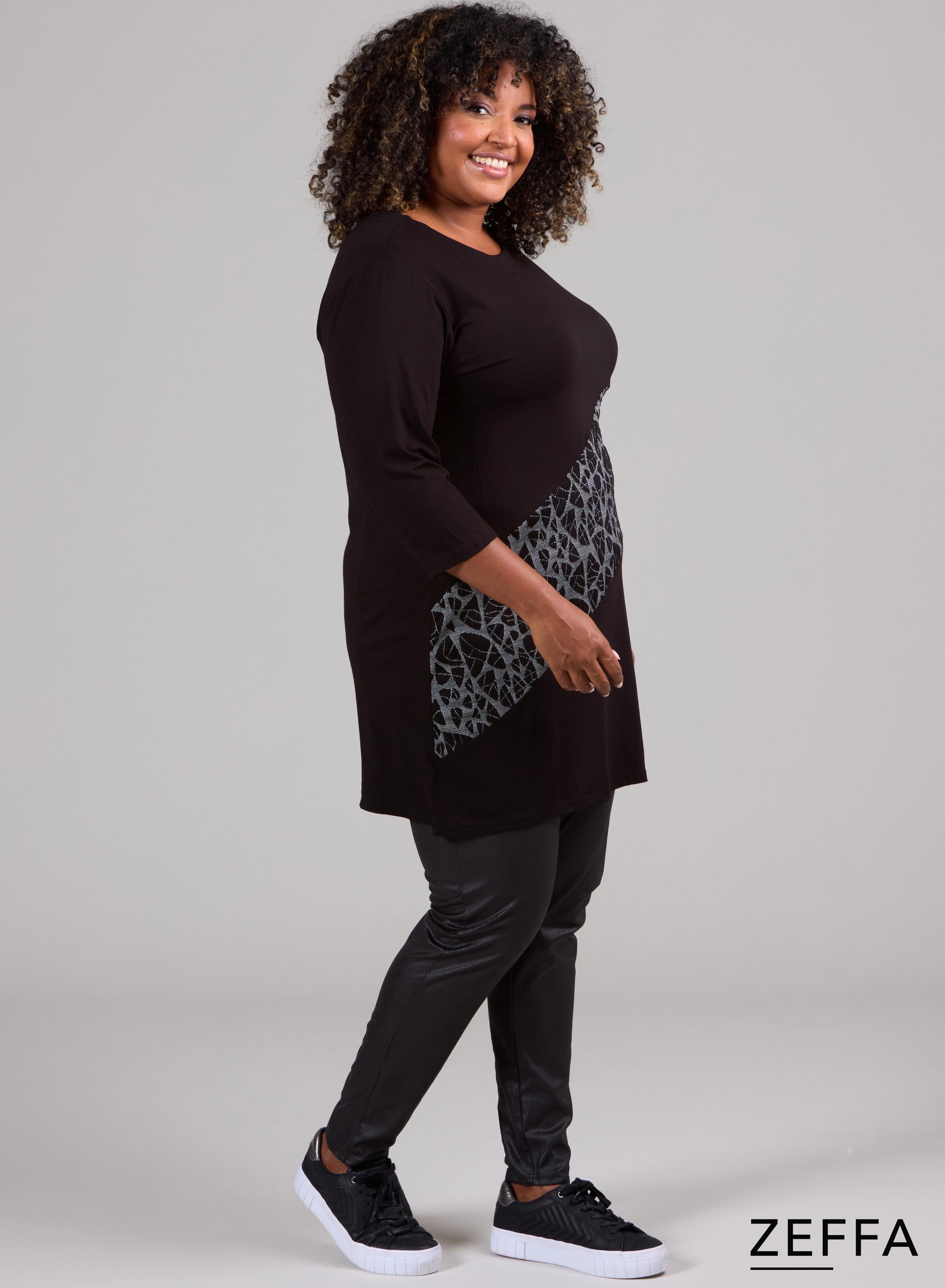 Zeffa Broad Panel Tunic Grey Triangles