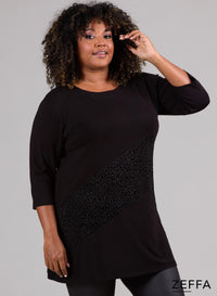 Zeffa Broad Panel Tunic Black Leopard