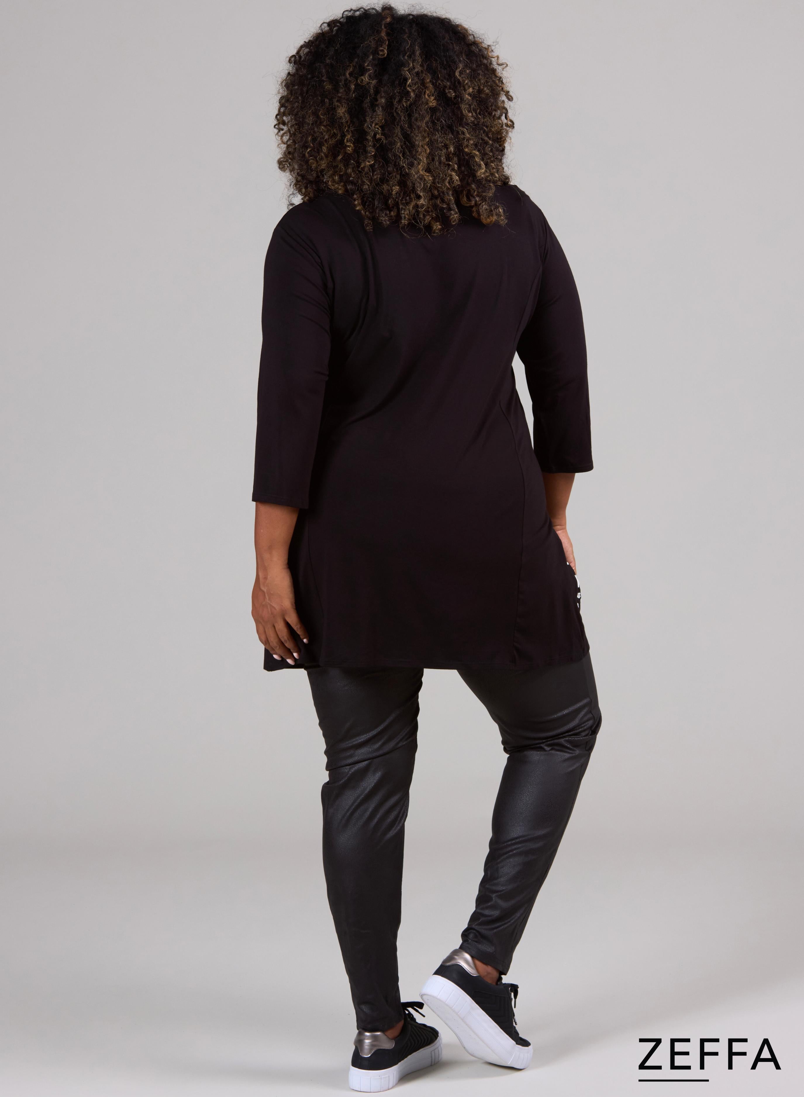 Zeffa Broad Panel Tunic Black &amp; White Animal