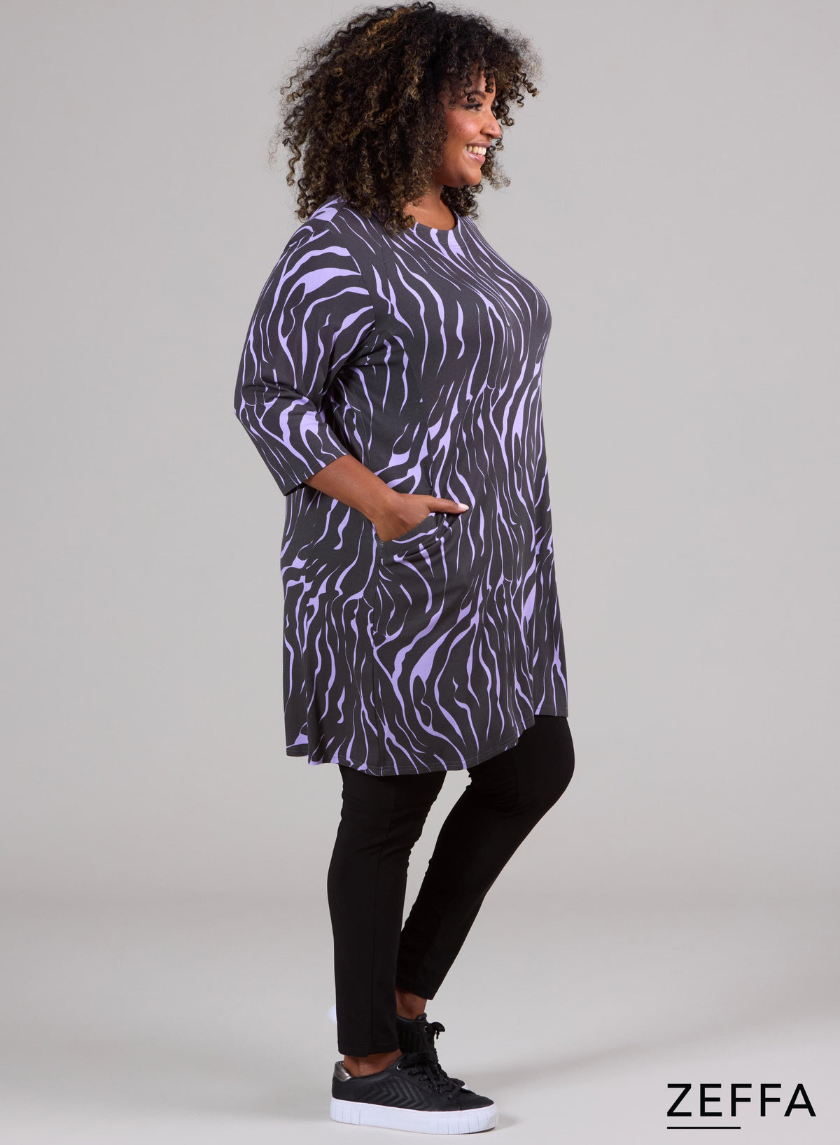 Zeffa Comfort Viscose Pocket Tunic Flames Purple