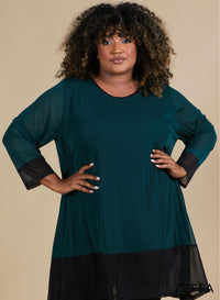 Zeffa Elegant Chiffon Mesh Tunic Bottle Green