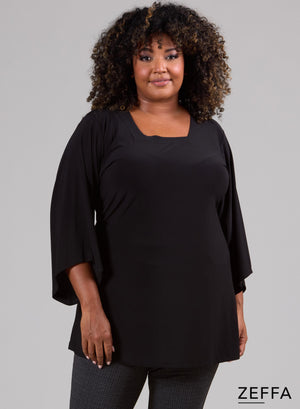 Zeffa Wide Sleeve Tunic Black
