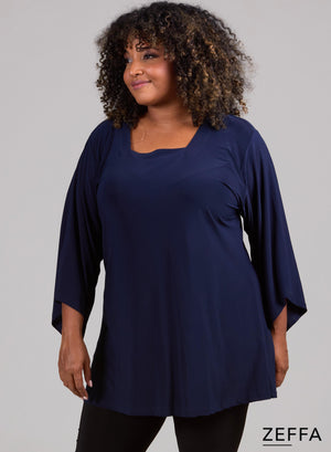 Zeffa Wide Sleeve Tunic Navy