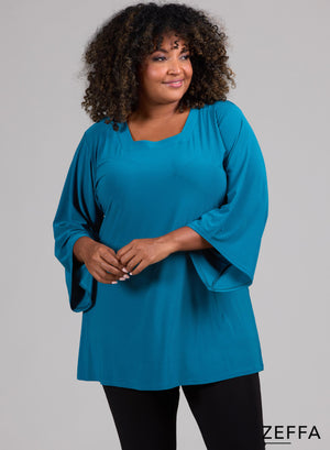 Zeffa Wide Sleeve Tunic Petrol