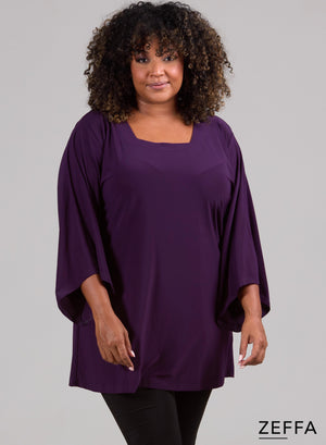 Zeffa Wide Sleeve Tunic Dark Purple