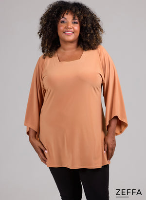 Zeffa Wide Sleeve Tunic Gold Ochre