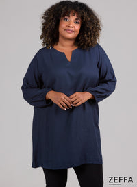 Zeffa Light Viscose Relaxed Tunic Navy
