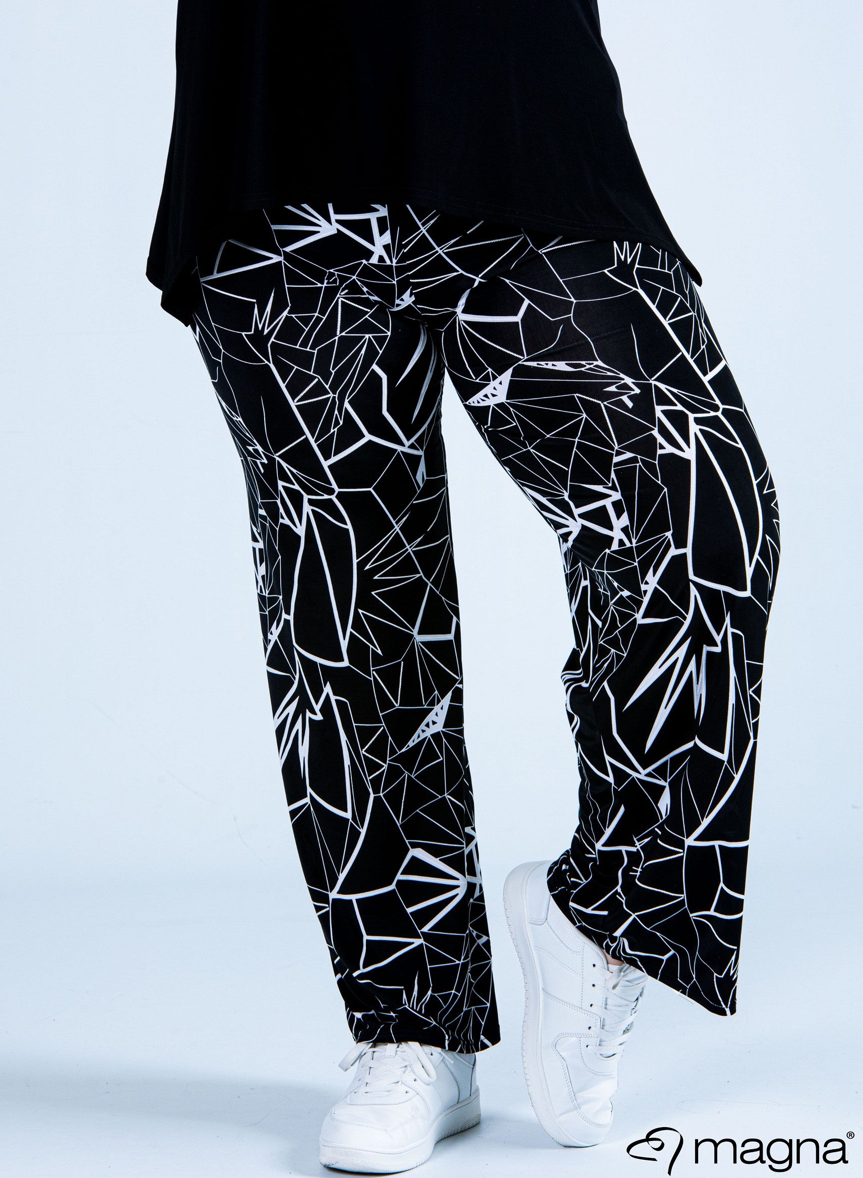 Magna Wide Leg Elastic Trouser Marble Print