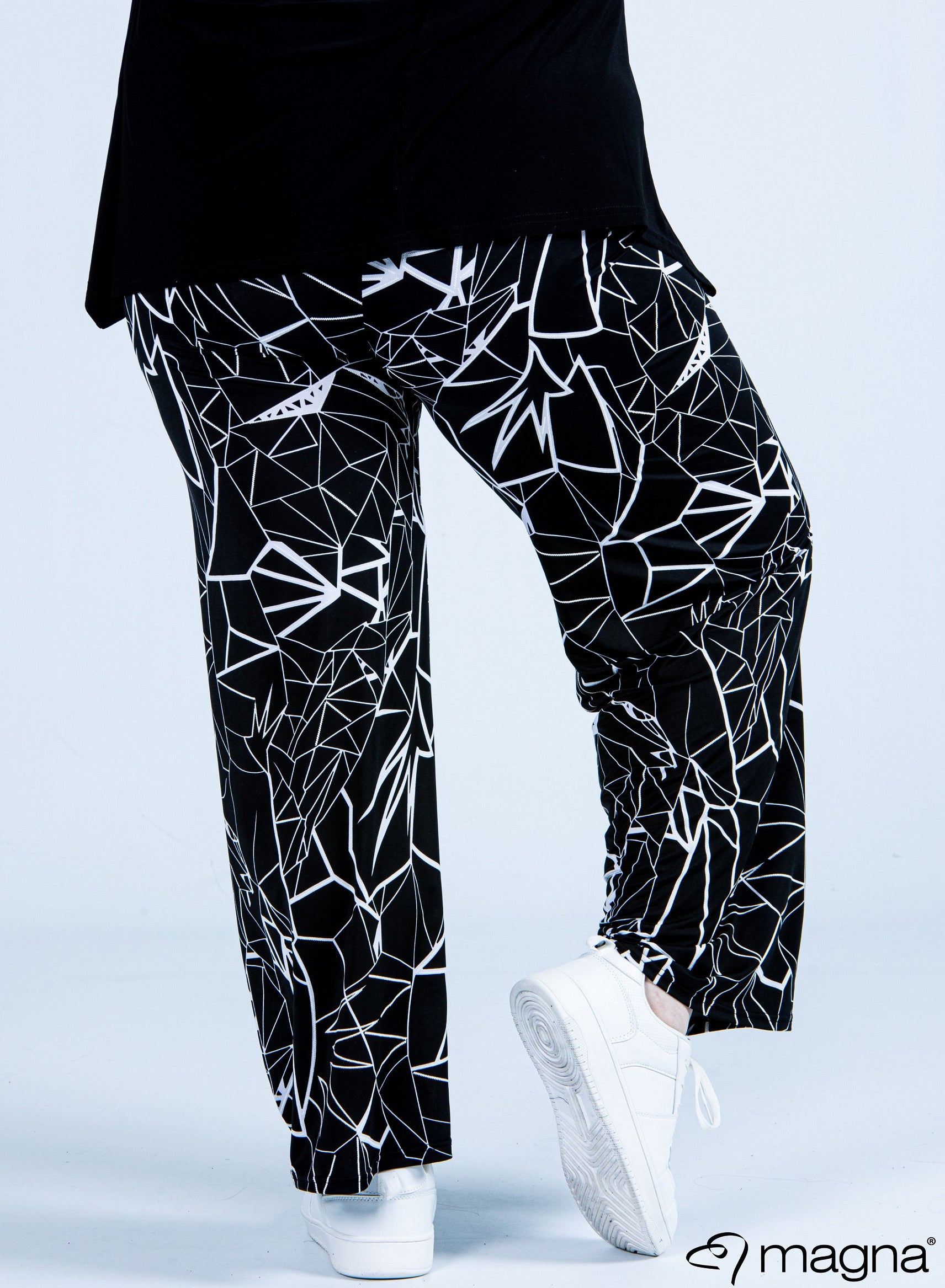 Magna Wide Leg Elastic Trouser Marble Print